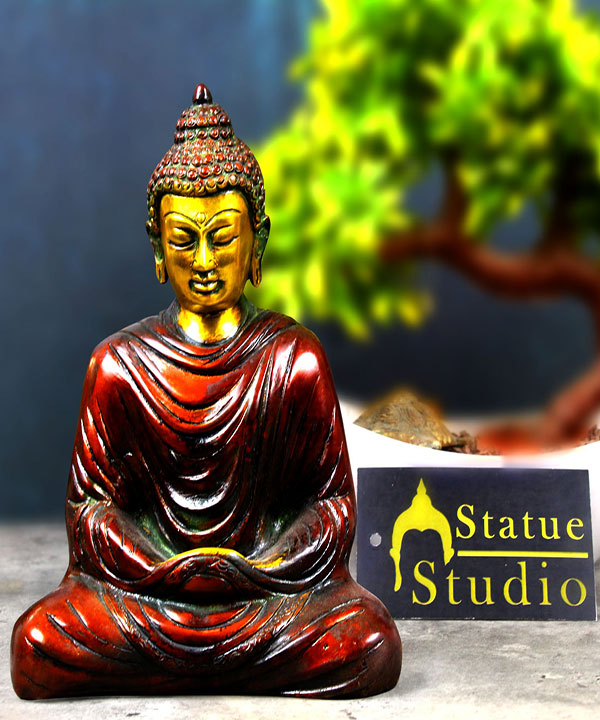 Brass Antique Buddha Statue Japanese Tibet Sakyamuni Décor Gift Handmade Idol 7"