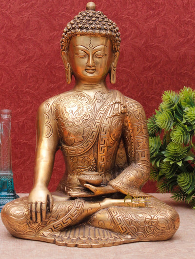 Exclusive Engraved Buddha Statue Home Office Décor Gifting Idol Showpiece 12"