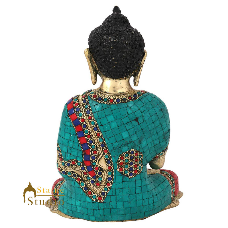 Tibet Buddhist Gautam Buddha Inlay Work Statue Décor Gift Showpiece 1 Feet