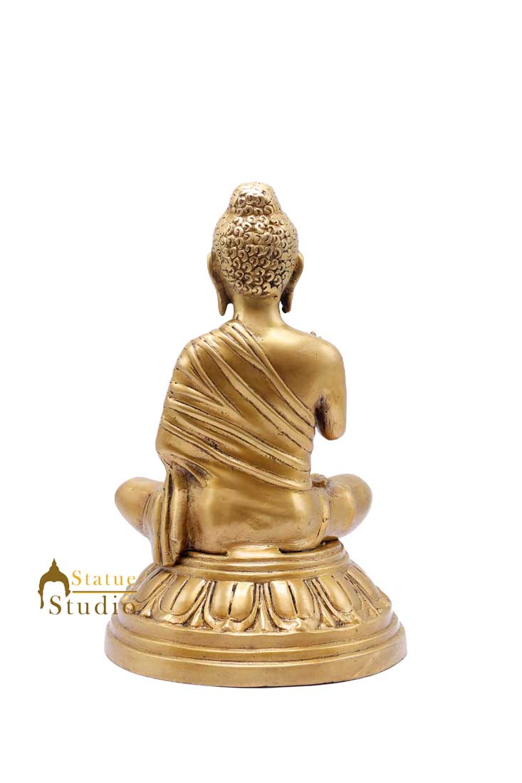 Brass Buddha Statue For Home Décor Showpiece Gifting Handmade Figurine Idol 11"