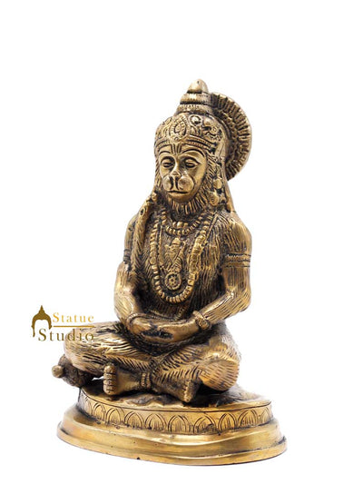 Indian Lord Hanuma Idol Religious Décor Sitting Statue Lucky Gift Showpiece 6"
