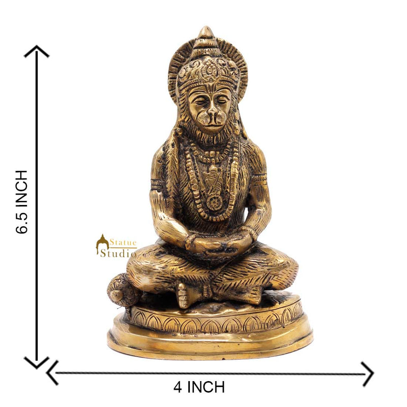 Indian Lord Hanuma Idol Religious Décor Sitting Statue Lucky Gift Showpiece 6"