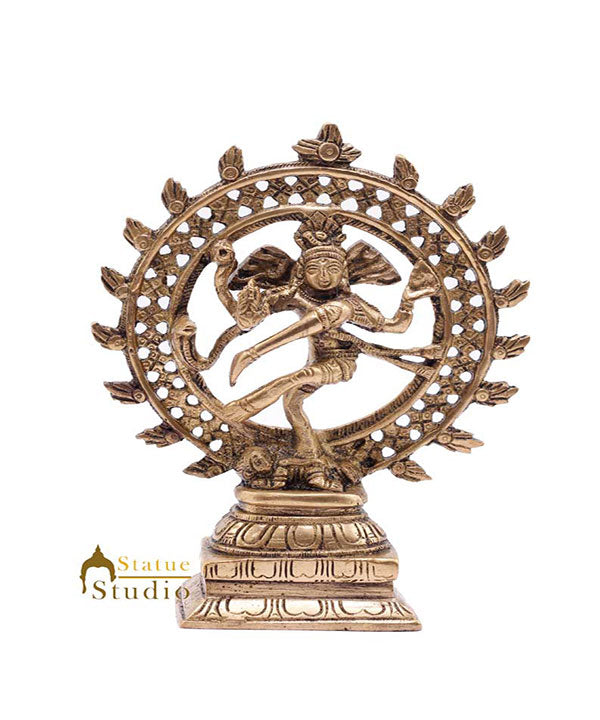 Indian Brass Nataraja Statue Mini Idol Small Décor Showpiece Natraj Figurine 6"