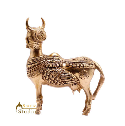 Indian Handmade Brass Lucky Kamdhenu Cow Fengshui Vastu Décor Gift Idol Statue