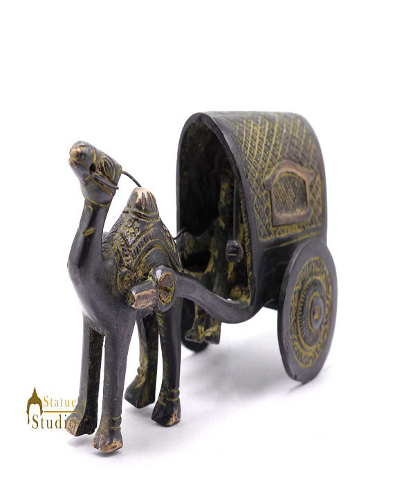 Brass Antique Finish Camel Cart Replica statue show pieces for Home Décor items for Living Room