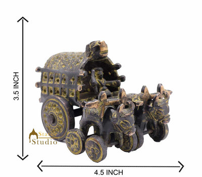 Brass Antique Finish Cattle Cart Replica statue show pieces for Home Décor items for Living Room