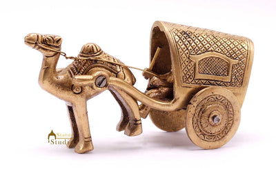 Brass Antique Finish Camel Cart Replica statue Home Decorations Item Showpiece for Living Room