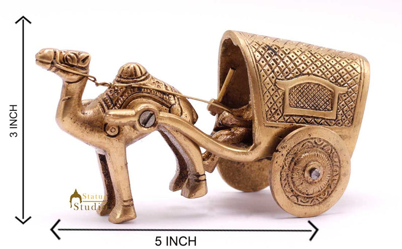 Brass Antique Finish Camel Cart Replica statue Home Decorations Item Showpiece for Living Room
