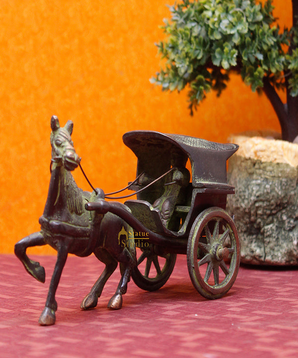 Brass Antique Finish Horse Cart Replica statue show pieces for Home Décor items for Living Room