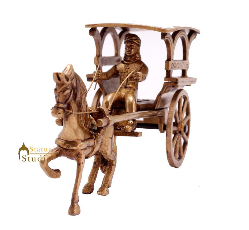 Brass Antique Finish Horse Cart Replica statue show pieces for Home Décor items for Living Room
