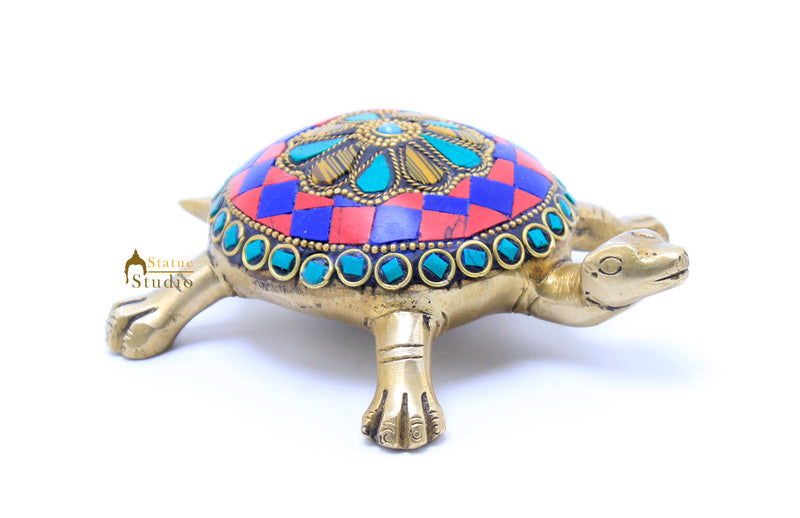 Brass Feng Shui Vastu Home Office Desk Table Decor Turtle Statue Lucky Corporate Gift Idol Showpiece