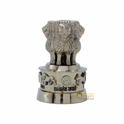 StatueStudio Brass Decorative Ashoka Stambh Emblem India Ashok Chakra Pillar Memento Sculpture Home Office Desk Artwork Showpiece 3"