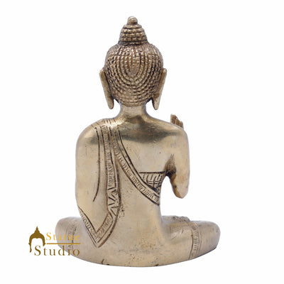 StatueStudio Brass Blessing Buddha Statues For Home Decor Office Desk Living Room Garden Decorative Idol Gift Showpiece 6"