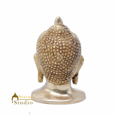 StatueStudio Brass Buddha Head Statues For Home Decor Office Desk Living Room Garden Decorative Idol Gift Showpiece 5"