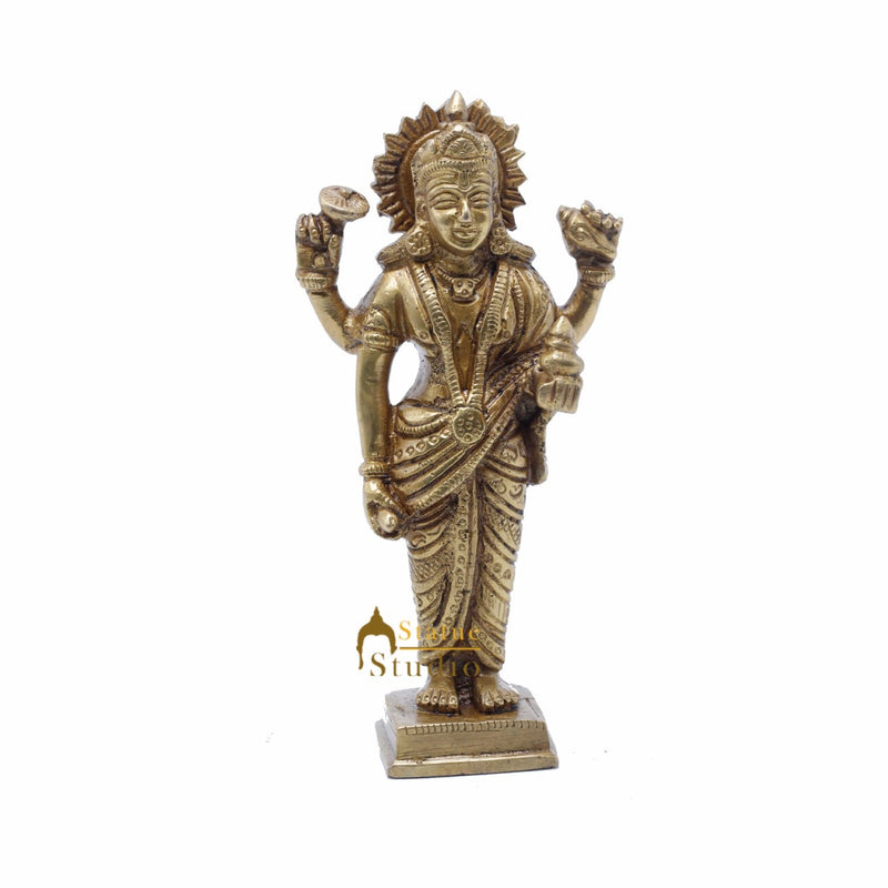 StatueStudio Brass Physician Of Gods Lord Dhanvantari Idol For Home Office Desk Temple Pooja Puja Décor Feng Shui Vastu Decorative Statue Showpiece 6"