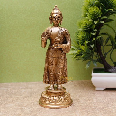 Brass Standing Buddha Statues For Home Decor Office Desk Idol Gift Showpiece 8"