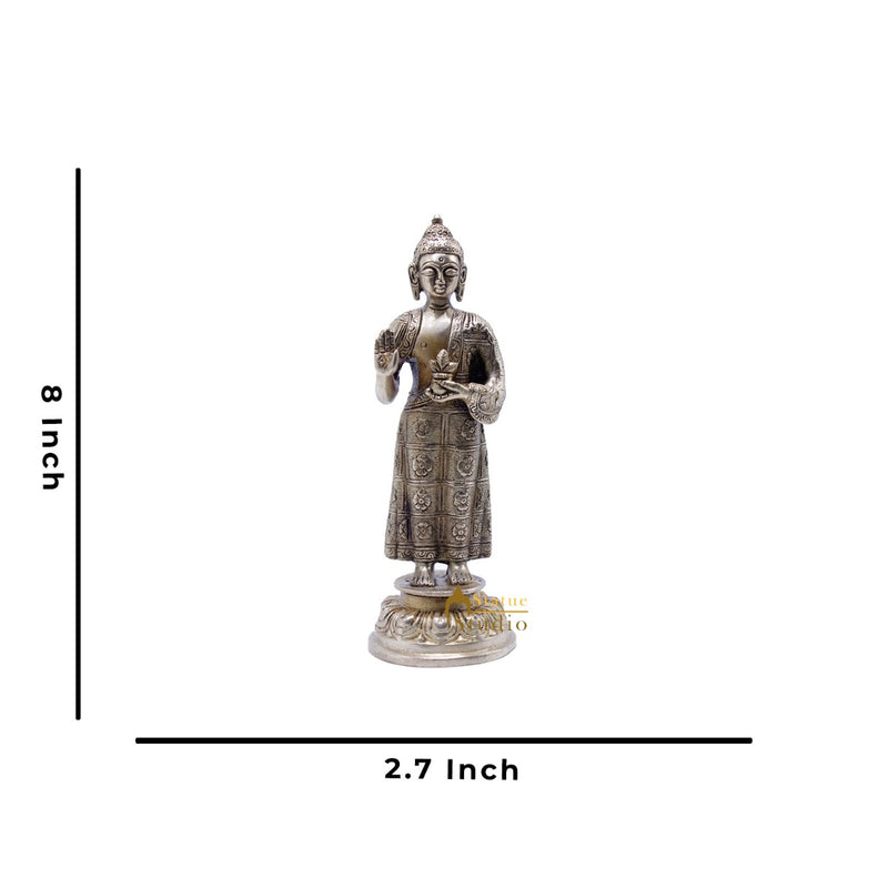 Brass Standing Buddha Statues For Home Decor Office Desk Idol Gift Showpiece 8"