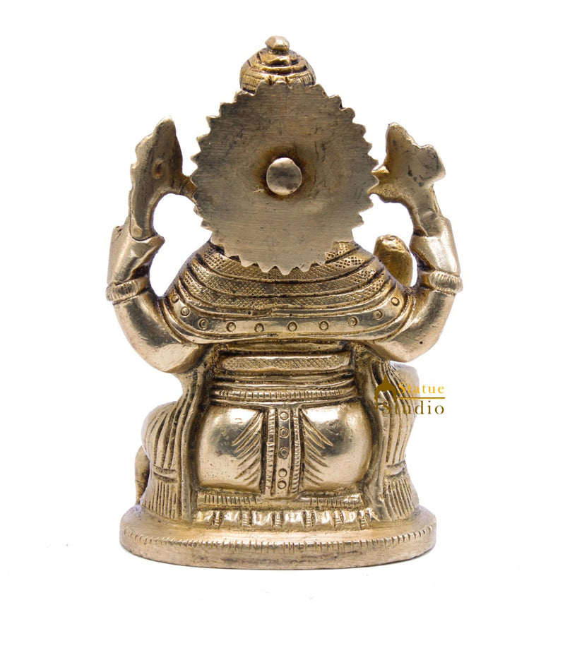 Brass Ganesha Idol For Home Décor Office Desk Lucky Gift Showpiece Statue 4"