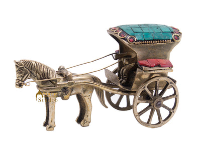 Brass Horse Cart Showpieces For Home Office Desk Living Room Decor Figurine 3"
