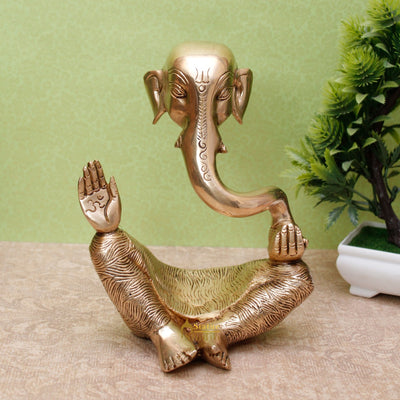 Brass Ganesha Statue For Modern Home Décor Showpiece Big Murti Idol 8"