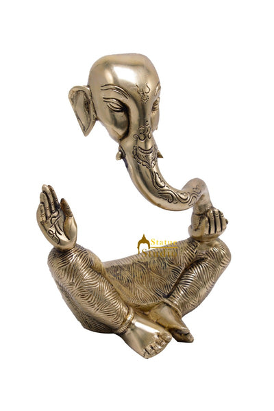 Brass Ganesha Statue For Modern Home Décor Showpiece Big Murti Idol 10"