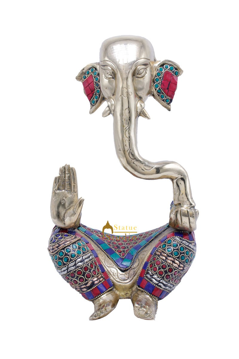 Brass Ganesha Statue Large For Modern Home Décor Showpiece Big Murti Idol 10"