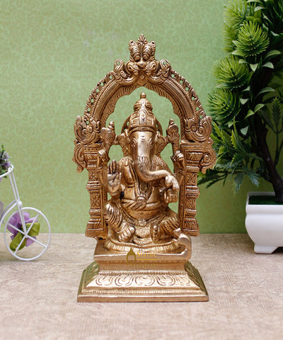 Brass Ganesha Idol For Home Décor Office Desk Lucky Gift Showpiece Statue 7"