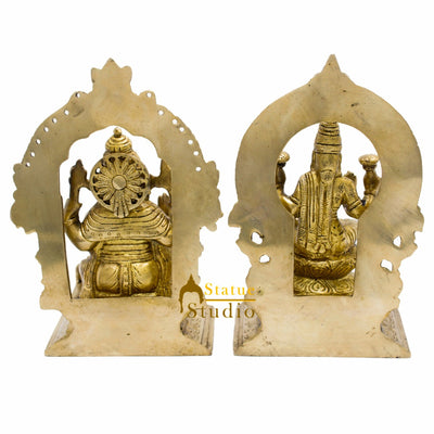 Brass Lakshmi Ganesha Idol Laxmi Ganesh Statue For Pooja Décor Gift 7"