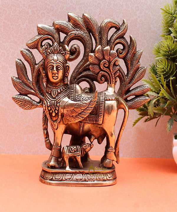 Indian Lucky Hindu Decor Kamdhenu Cow Sacred Idol Gifting Showpiece Item 7.5"