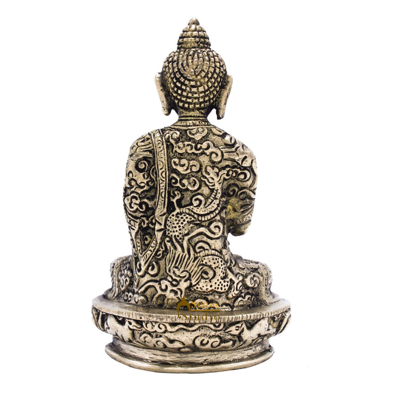 Brass Carved Buddha Idols For Home Office Desk Room Table Décor Statue 5.5"