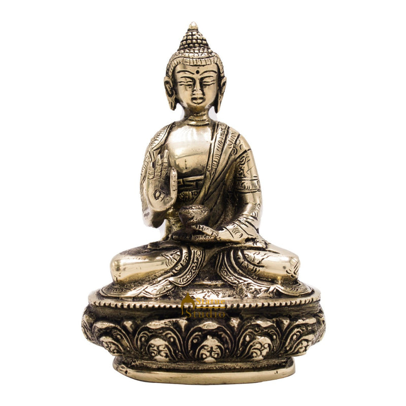 Brass Carved Buddha Idols For Home Office Desk Room Table Décor Statue 5.5"