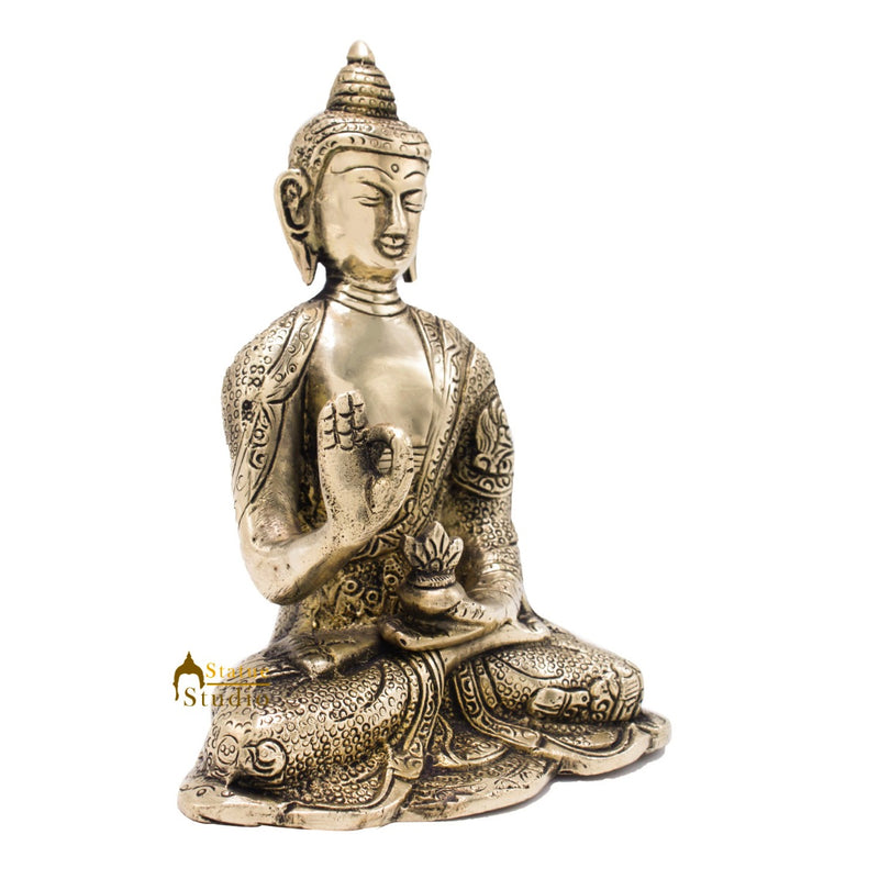 Brass Carved Buddha Idols For Home Office Desk Room Table Décor Statue 6.5"