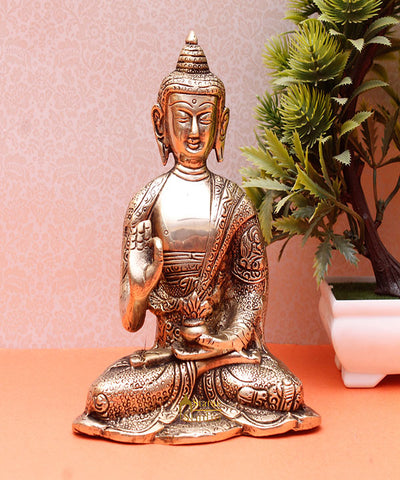 Brass Carved Buddha Idols For Home Office Desk Room Table Décor Statue 6.5"