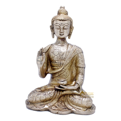 Blessing Buddha Hand Carved Statue For Home Office Desk Room Décor Idol 10.5"