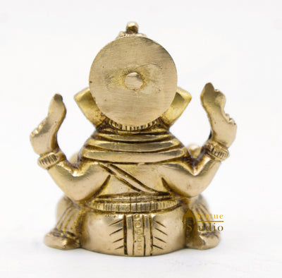 Brass Small Ganesha Idol For Lucky Diwali Coporate Gift Solid Ganesha Statue 3"