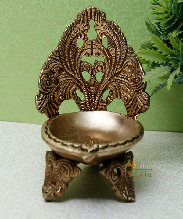 Brass Diya Oil Lamp For Home Temple Diwali Religious Décor Showpiece