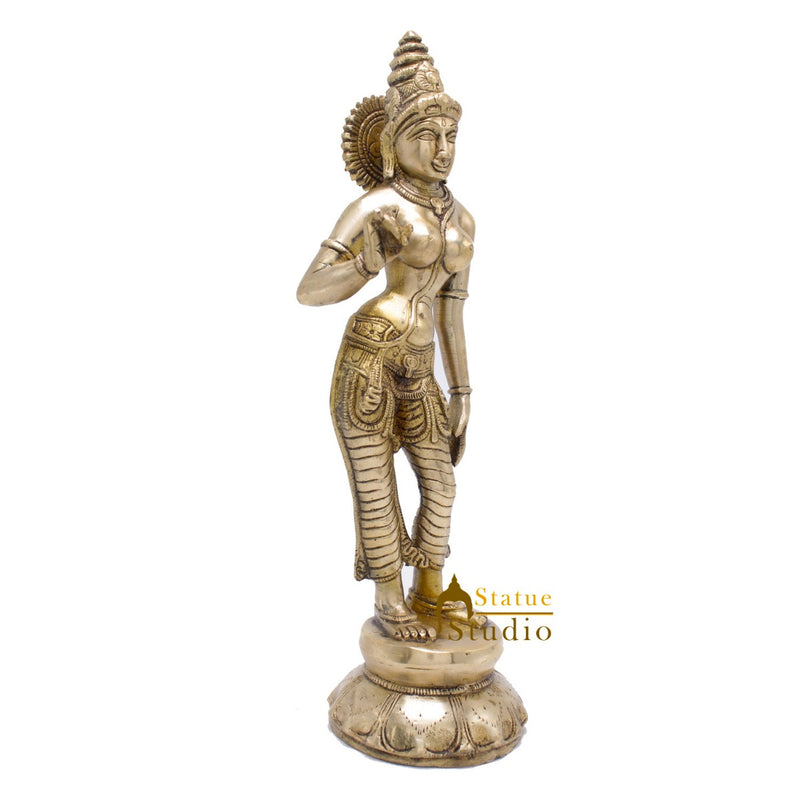 Brass Standing Goddess Parvati Idol Religious Home Temple Décor Statue 10"