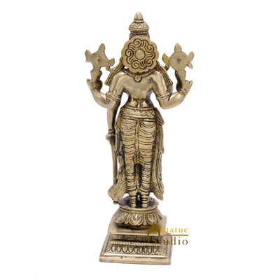 Brass Antique Vishnu Standing Idol For Pooja Home Temple Décor Statue 8"