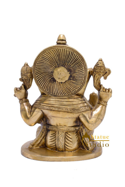 Brass Ganesha Idol For Home Décor Ganpati Statue Lucky Gift Showpiece 8.5"