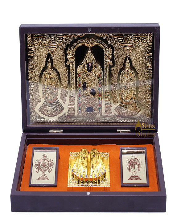 Lord Balaji Venkateshwar Charan Paduka Pooja Item For Temple Puja Decorative Gift Showpiece