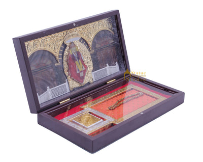 Sai Baba with Mala Charan Paduka Pooja Item For Temple Puja Decorative Gift Showpiece