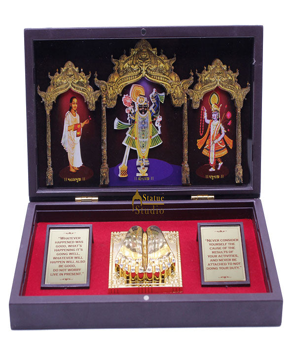 Lord Shrinath Ji Krishna Charan Paduka Pooja Item For Temple Puja Decorative Gift Showpiece