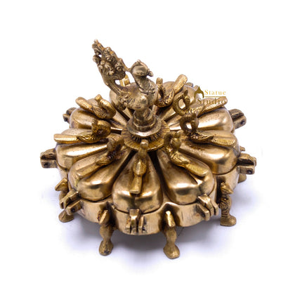 Brass Antique Pooja Sindoor Kumkum Chopra Box For Décor And Gifting 6"