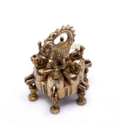Brass Antique Pooja Sindoor Kumkum Chopra Box For Décor And Gifting 3.5"