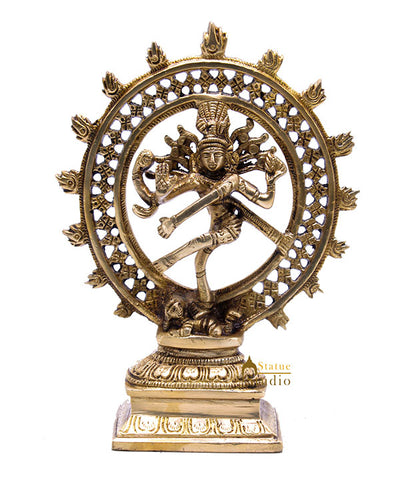 Antique Brass Nataraja Dancing Shiva Statue For Décor And Gifting 8"