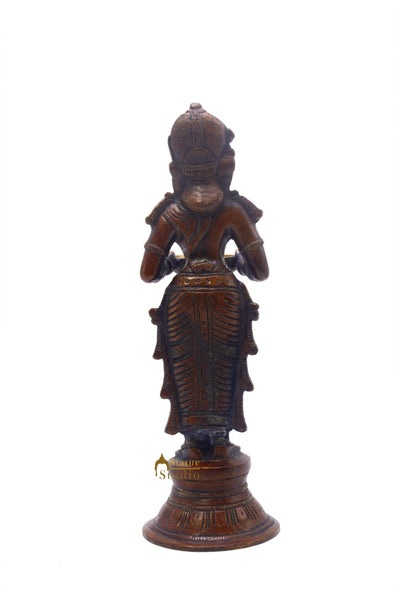 Brass Standing Deep Lady DeepLakshmi Idol For Home Temple Pooja Room Diwali Décor Statue 9"