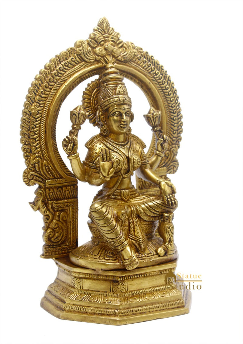 Brass Lakshmi Idol Laxmi Statue For Religious Home Office Décor Lucky Gift 9.5"