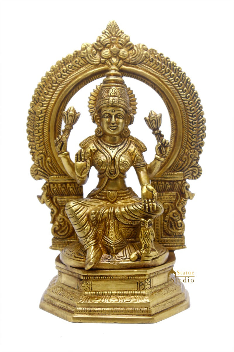 Brass Lakshmi Idol Laxmi Statue For Religious Home Office Décor Lucky Gift 9.5"