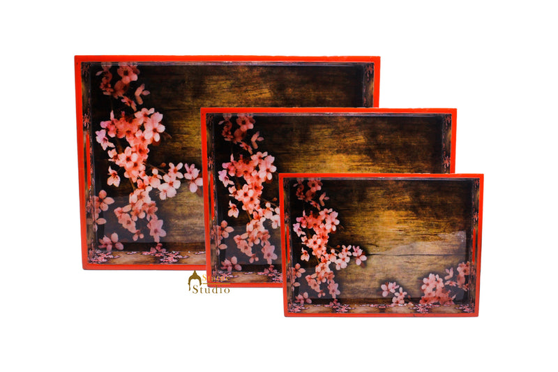 Wooden Serving Tray Set of 3 For Home And Kitchen Décor Diwali Corporate Gift