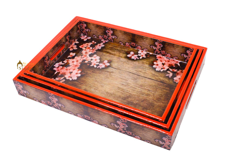 Wooden Serving Tray Set of 3 For Home And Kitchen Décor Diwali Corporate Gift